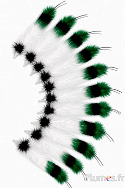 Gans - Indianerfeder - 30-35 cm - weiß-schwarz-smaragd